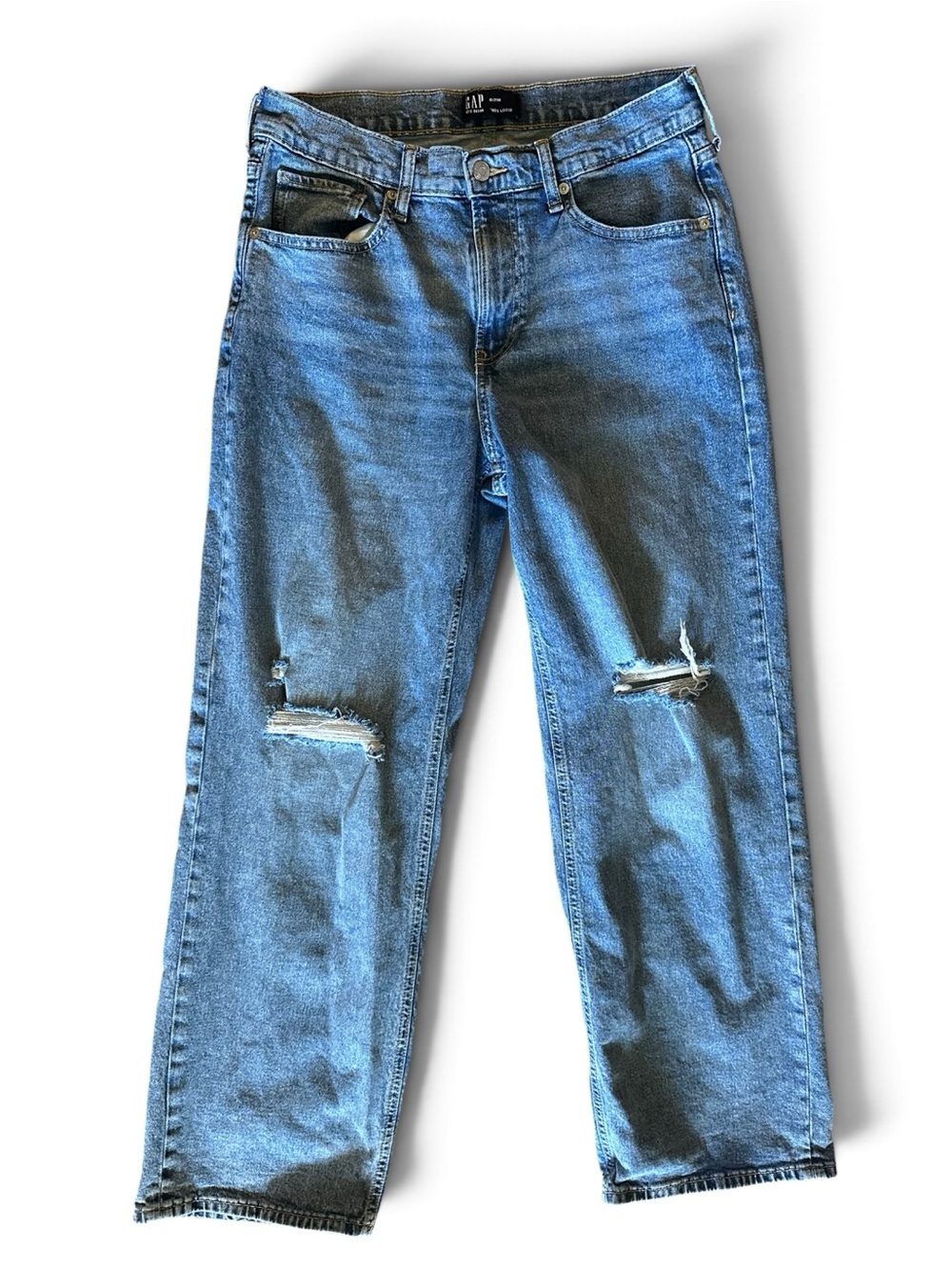 GAP Teen Girl ‘90s Loose Medium Indigo Distressed Jeans Size 29